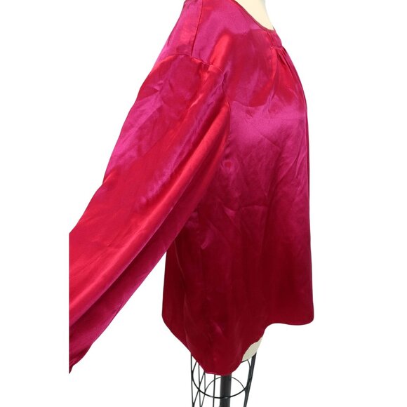 TALBOTS Vibrant Fuchsia Silk Long Sleeve Blouse Top 16P Holiday Professional - Picture 3 of 8